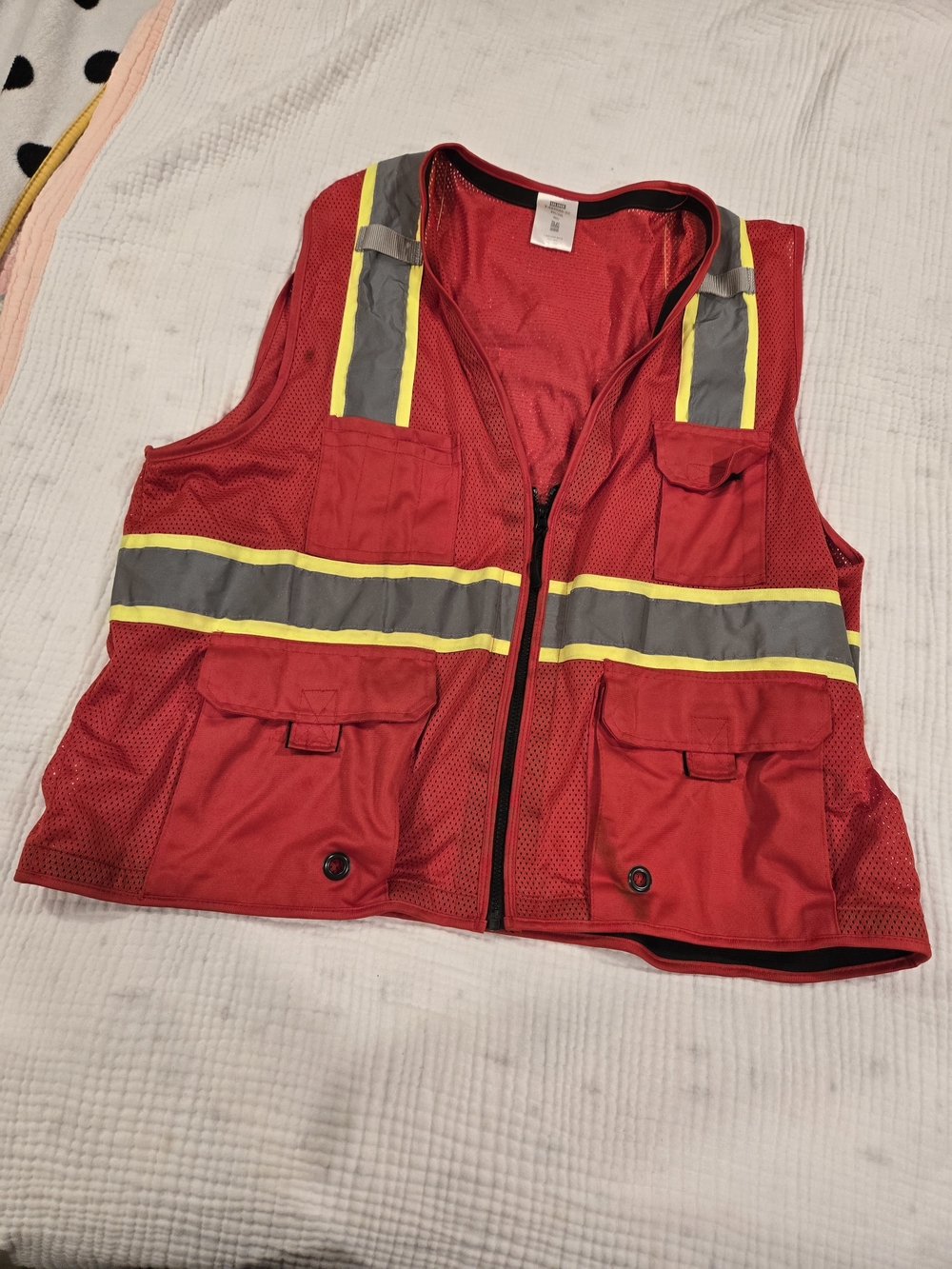 Uline High-Visibility Red Safety Vest with Reflective Stripes